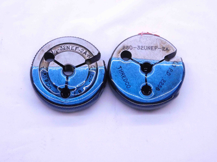 1/4 32 UNEF 2A THREAD RING GAGES .25 .250 .2500 GO NO GO P.D.'S = .2287 & .2255 - DW3782RD