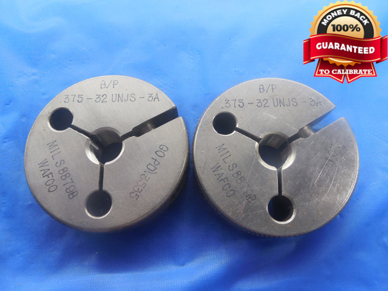 3/8 32 UNJS 3A BEFORE PLATE THREAD RING GAGES .375 GO NO GO PD'S = .3535 & .3510 - DW3783RD