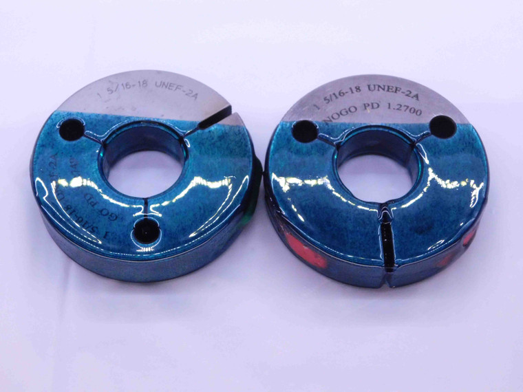 1 5/16 18 UNEF 2A THREAD RING GAGES 1.3125 GO NO GO P.D.'S = 1.2749 & 1.2700 - DT1033BURL