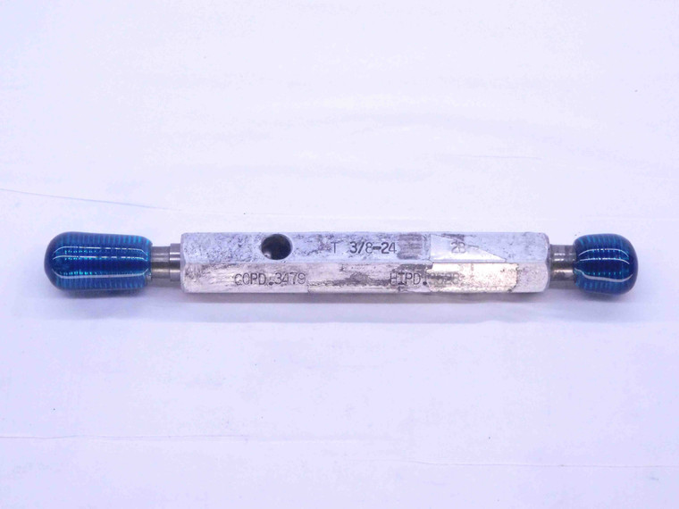 3/8 24 UNF 2B THREAD PLUG GAGE .375 .3750 GO NO GO P.D.'S = .3479 & .3528 CHECK - 38242BP2