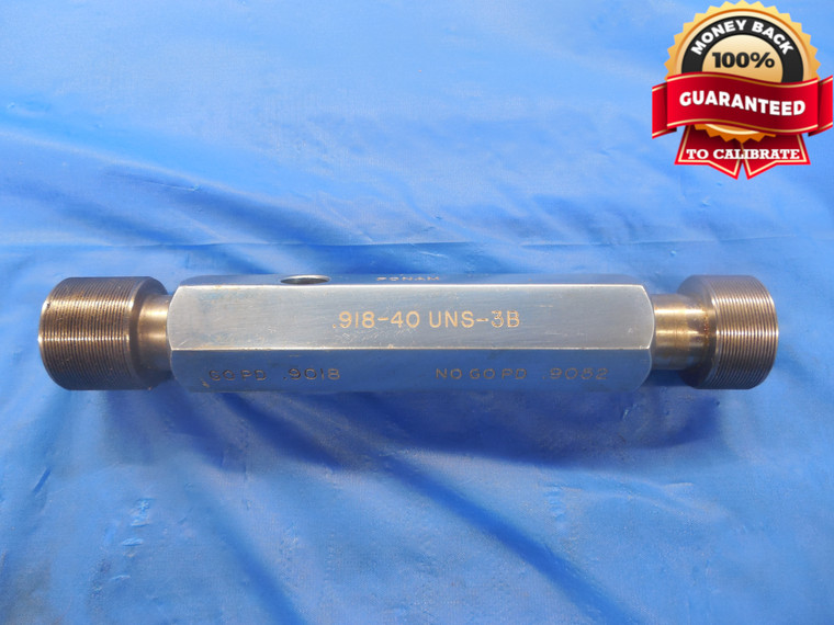 0.918 40 UNS 3B THREAD PLUG GAGE .918 GO NO GO P.D.'S = .9018 & .9052 NS-3B - DW3910RD