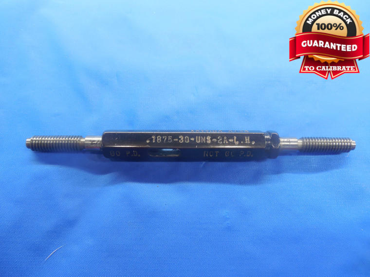 3/16 30 UNS 2A LEFT HAND SET THREAD PLUG GAGE .1875 GO NO GO PDS= .1650 & .1629 - DW4207RD