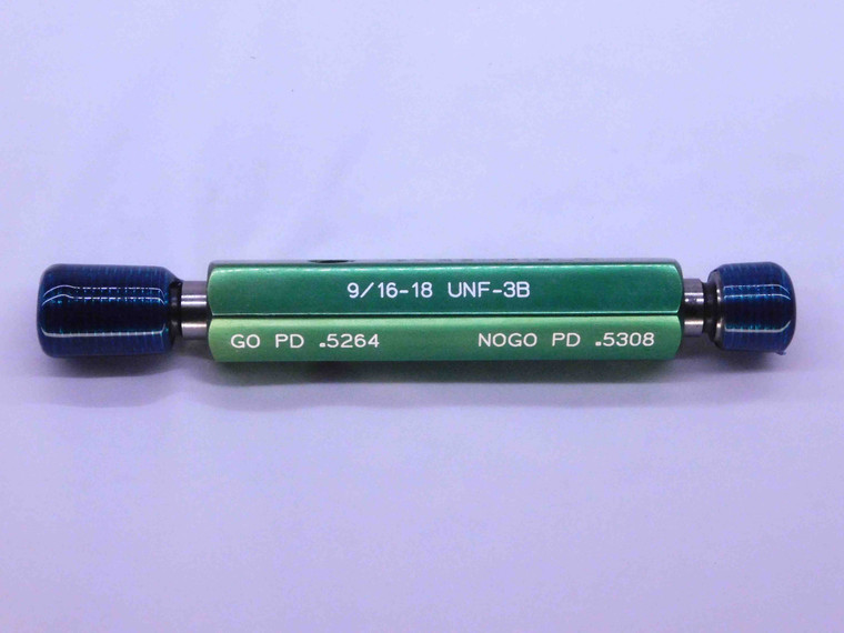 9/16 18 UNF 3B THREAD PLUG GAGE .5625 GO NO GO P.D.'S = .5264 & .5308 CHECK - DW4215RD