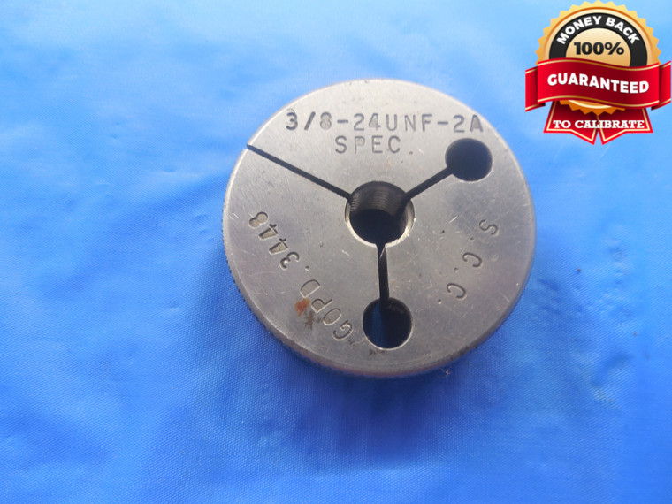 3/8 24 UNF 2A SPECIAL .002 UNDERSIZE THREAD RING GAGE .375 .373 GO ONLY = .3448 - DW4203RD