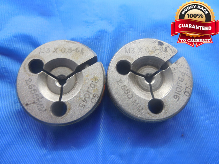 M3 X .5 6g METRIC THREAD RING GAGES 3.0 0.5 GO NO GO P.D.'S = .1045 & .1016 - DW4339BU