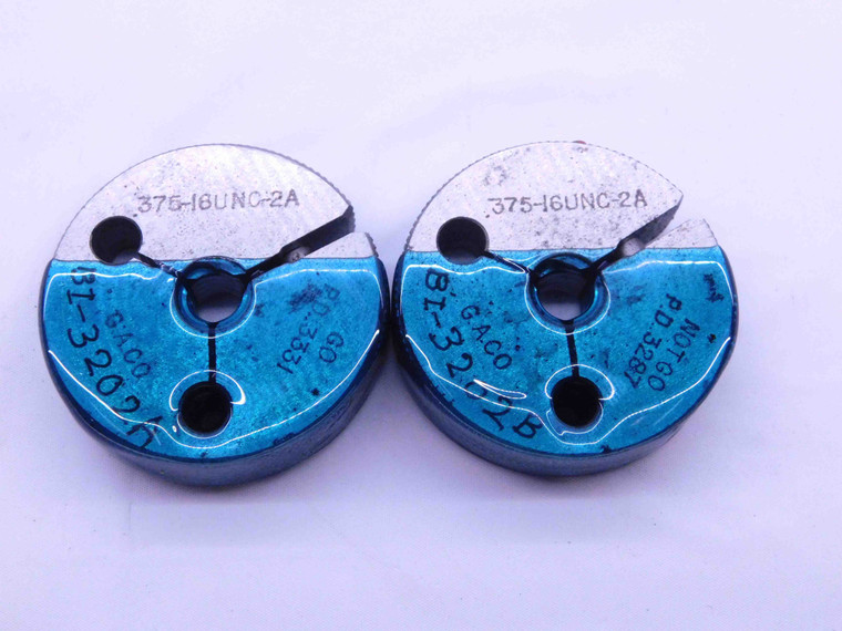 3/8 16 UNC 2A THREAD RING GAGES .375 .3750 GO NO GO P.D.'S = .3331 & .3287 CHECK - 38162AR2