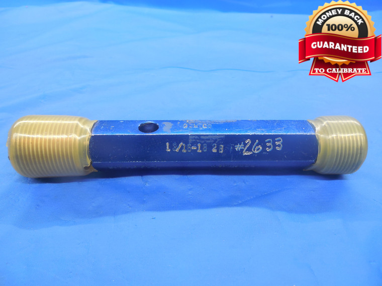 13/16 18 2B THREAD PLUG GAGE .8125 GO NO GO P.D.'S = .7764 & .7824 QUALITY TOOL - DW4749RD