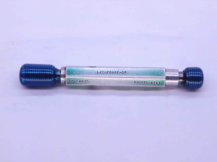 1/2 20 UNF 3B THREAD PLUG GAGE .5 .50 .500 .5000 GO NO GO P.D.'S = .4675 & .4717 - DW4994RDRL