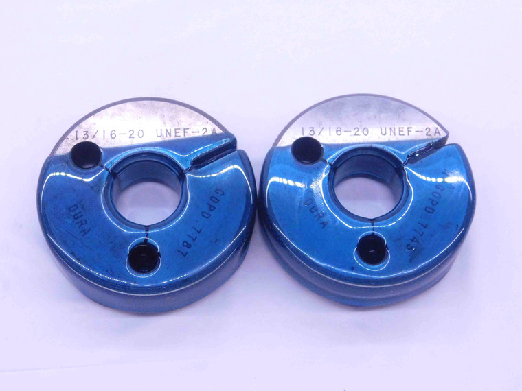 13/16 20 UNEF 2A THREAD RING GAGES .8125 GO NO GO P.D.'S = .7787 & .7743 CHECK - DW4855BU