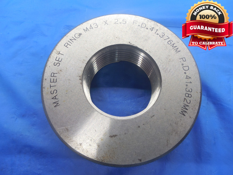 M43 X 2.5 SOLID MASTER SET THREAD RING GAGE 43.0 GO ONLY PD = 41.382 F.D. 41.376 - DW4952RD