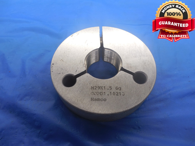 M29 X 1.5 6g METRIC THREAD RING GAGE 29.0 GO ONLY P.D. = 1.10213 QUALITY TOOL - DW4948RD