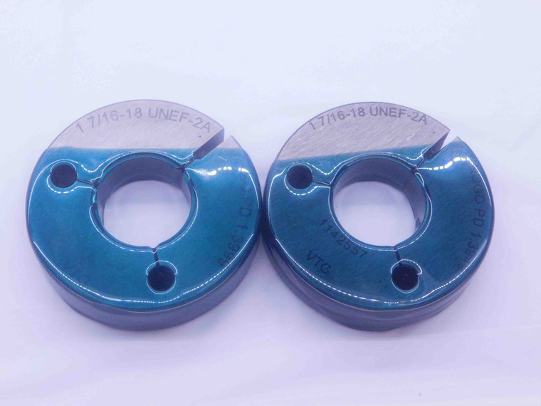 1 7/16 18 UNEF 2A VERMONT THREAD RING GAGES 1.4375 GO NO GO PDS= 1.3999 & 1.3949 - DW5065BU