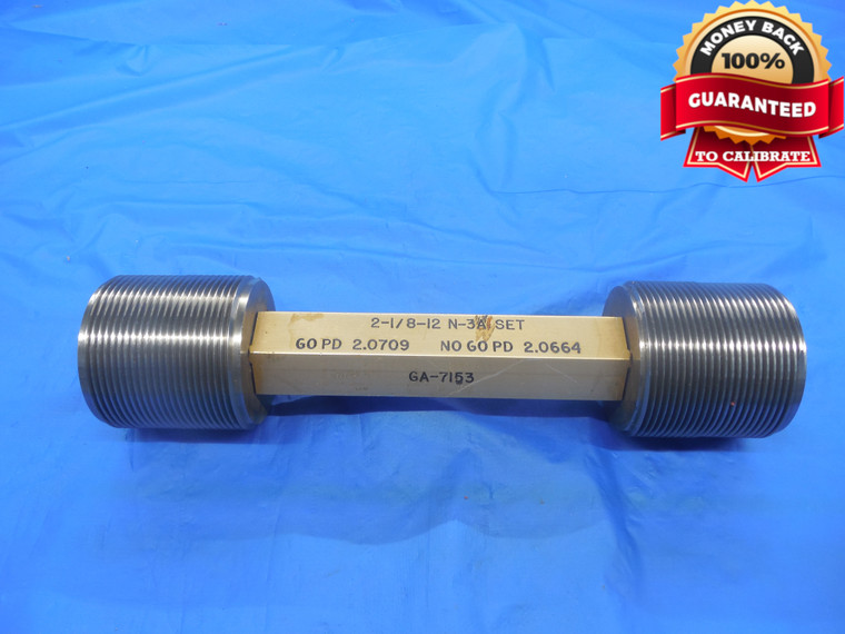 2 1/8 12 N 3A SET THREAD PLUG GAGE 2.125 GO NO GO P.D.'S = 2.0709 & 2.0664 UN-3A - DW5028RD