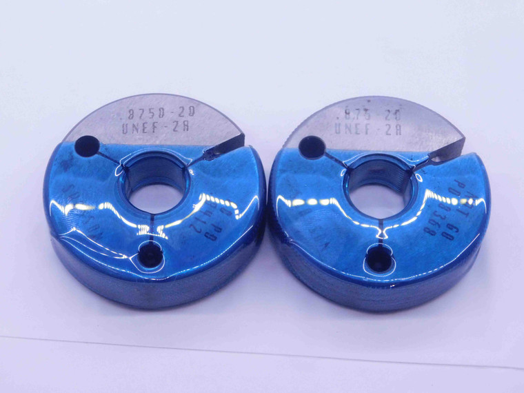7/8 20 UNEF 2A THREAD RING GAGES .875 .8750 GO NO GO P.D.'S = .8412 & .8368 - BL2751BU
