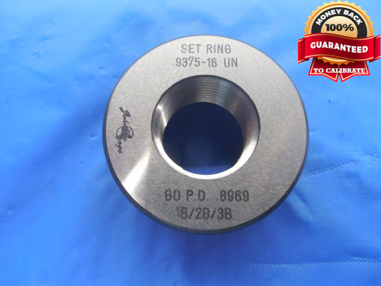 15/16 16 UN 1B 2B 3B SOLID SET THREAD RING GAGE .9375 GO ONLY PD = .8969 JOHNSON - DW5357BU