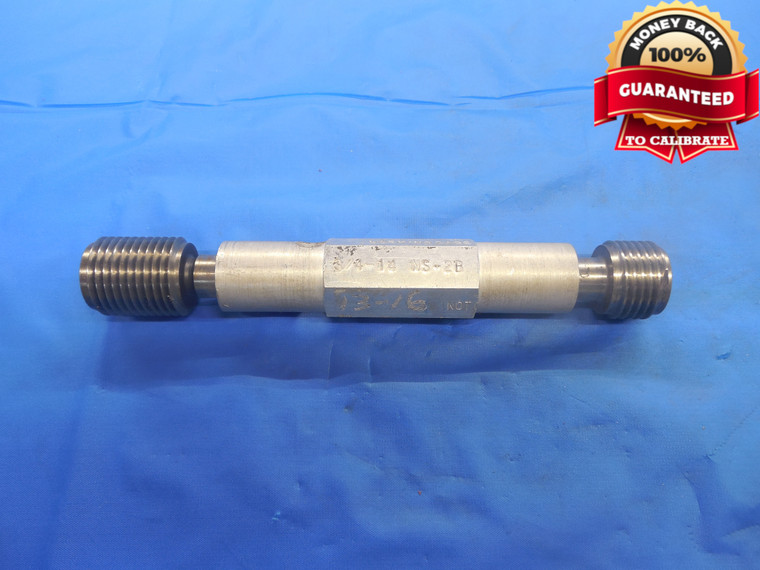 3/4 14 NS 2B THREAD PLUG GAGE .75 GO NO GO P.D.'S = .7036 & .7103 UNS-2B TOOL - DW5487BU