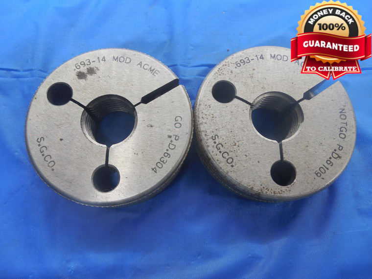0.693 14 MOD ACME ACME MODIFIED THREAD RING GAGES .693 GO NO GO = .6304 & .6109 - DW5472BU