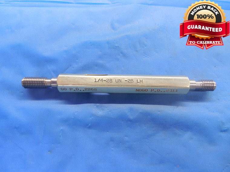 1/4 28 UN 2B LEFT HAND THREAD PLUG GAGE .25 GO NO GO P.D.'S = .2268 & .2311 L.H. - DW5503BU