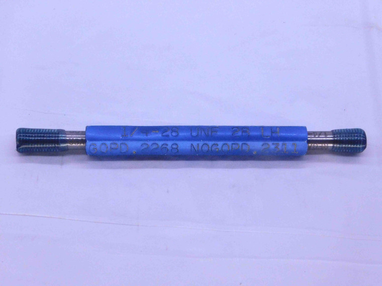 1/4 28 UNF 2B LEFT HAND THREAD PLUG GAGE .25 GO NO GO P.D.'S = .2268 & .2311 - DW5503BU