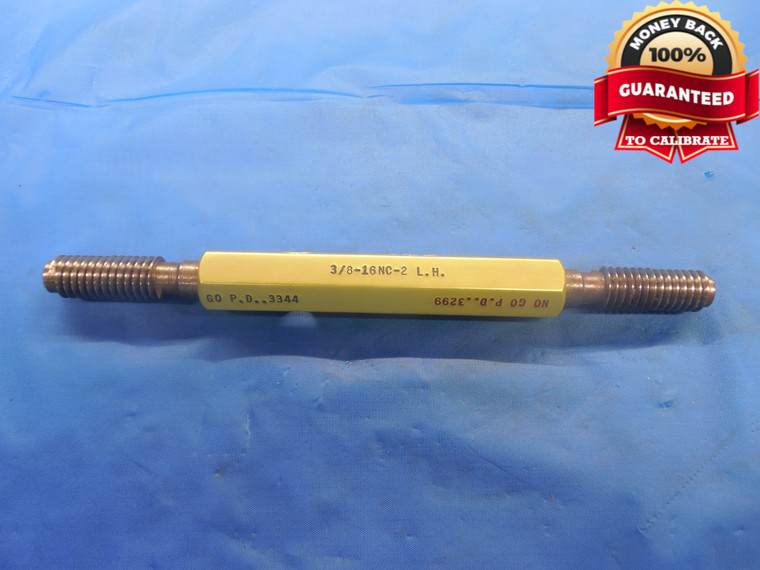 3/8 16 NC 2 LEFT HAND SET THREAD PLUG GAGE .375 GO NO GO P.D.'S = .3344 & .3299 - DW5499BU