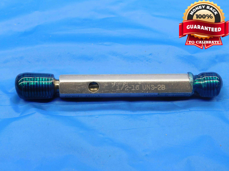 1/2 16 UNS 2B THREAD PLUG GAGE .5 .50 .500 .5000 GO NO GO P.D.'S = .4594 & .4655 - DW5517BU