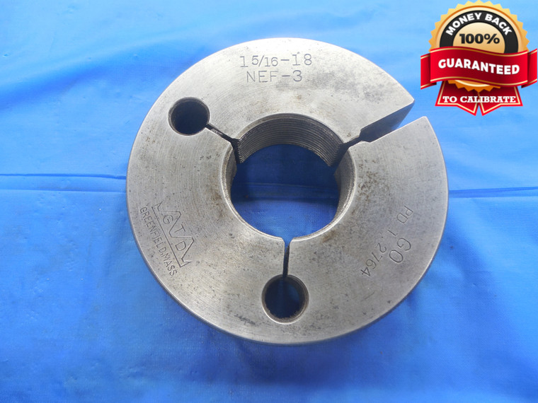 1 5/16 18 NEF 3 THREAD RING GAGE 1.3125 GO ONLY P.D. = 1.2764 UNEF-3 INSPECTION - DW5539BU