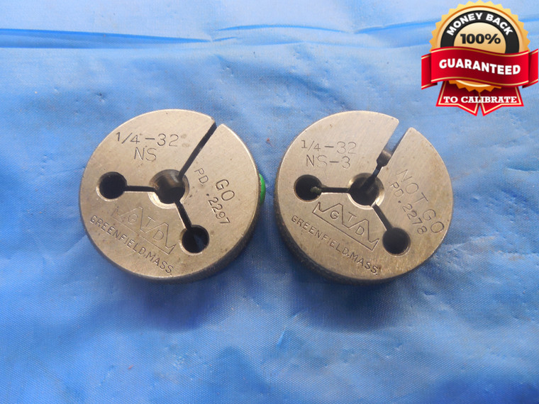 1/4 32 NS 3 THREAD RING GAGES .25 GO NO GO P.D.'S = .2297 & .2278 UNS-3 TOOL - DW5593BU