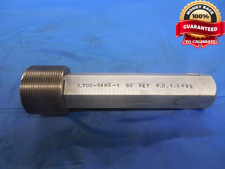 1.700 14 NS 1 SET THREAD PLUG GAGE 1.7 GO ONLY P.D. = 1.6495 UNS-1 INSPECTION - DW5618BU