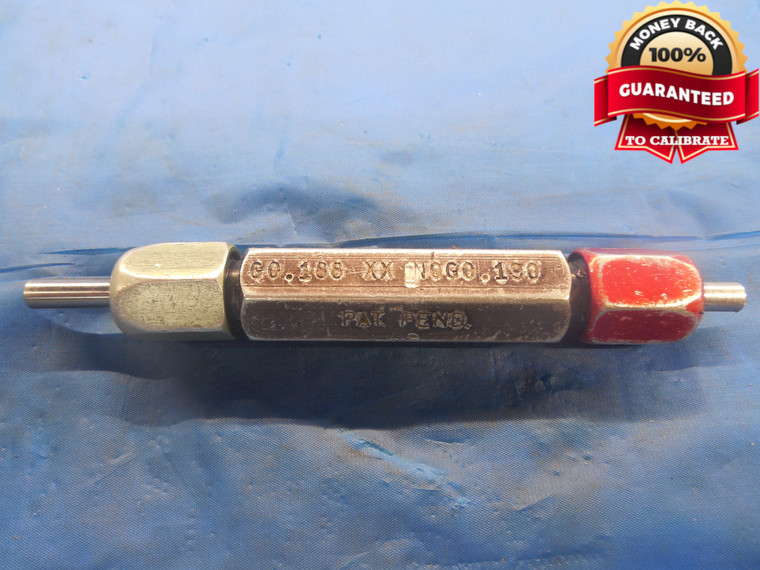 .1880 & .1900 CLASS XX PIN PLUG GAGE GO NO GO .1875 +.0005 3/16 4.826 .188 .190