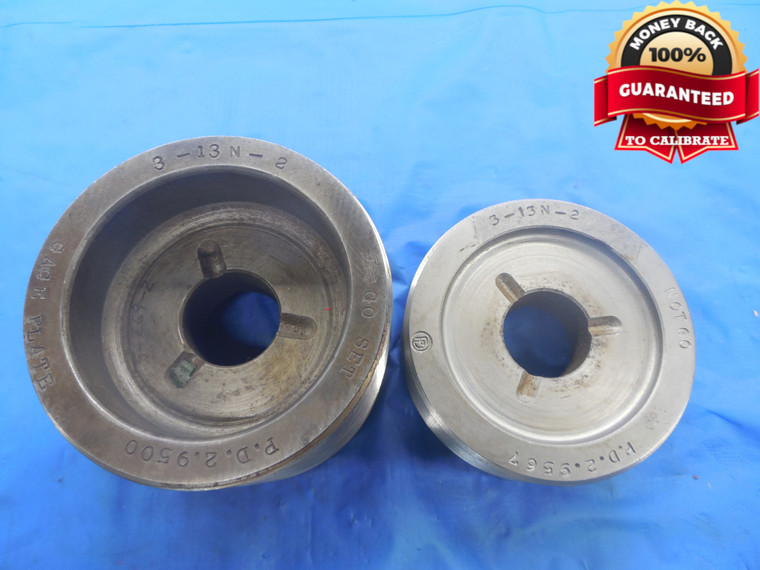 3" 13 N 2 THREAD PLUG GAGES 3.0 GO NO GO P.D.'S = 2.9500 & 2.9567 UN-2 - DW5747BU