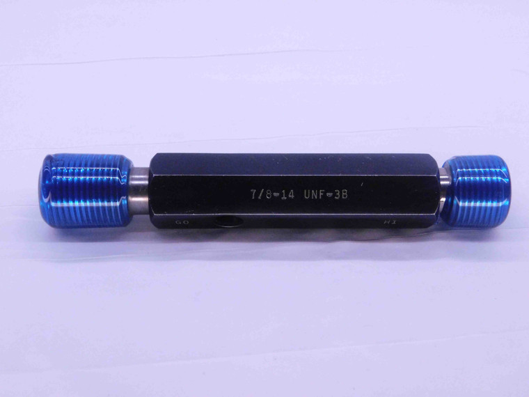 7/8 14 UNF 3B THREAD PLUG GAGE .875 .8750 GO NO GO P.D.'S = .8286 & .8339 CHECK - DW5770RD