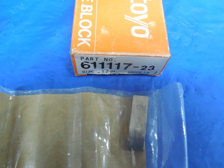 NEW MITUTOYO .170 GAUGE BLOCK REPLACEMENT 611117 - 23  FOR GAGE SET