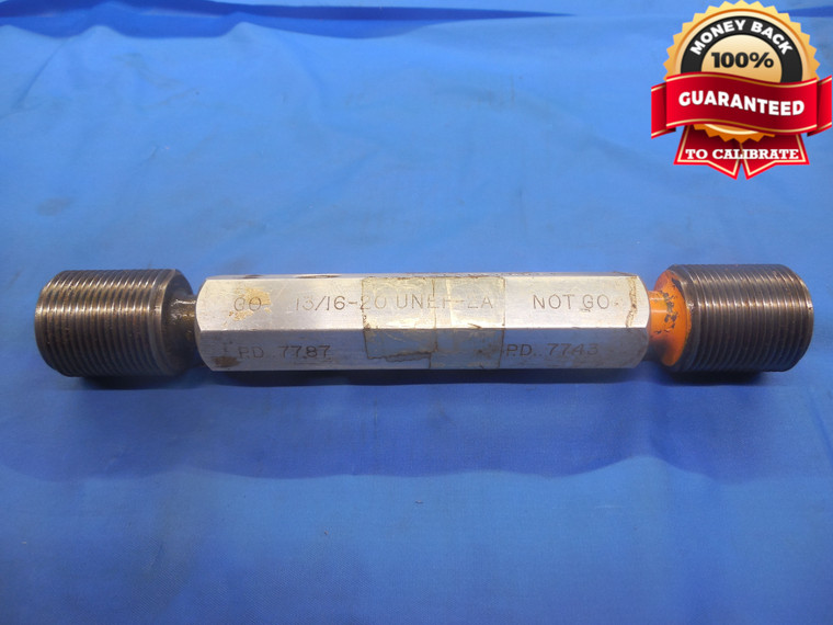 13/16 20 UNEF 2A SET THREAD PLUG GAGE .8125 GO NO GO P.D.'S = .7787 & .7743 - DW5875BU