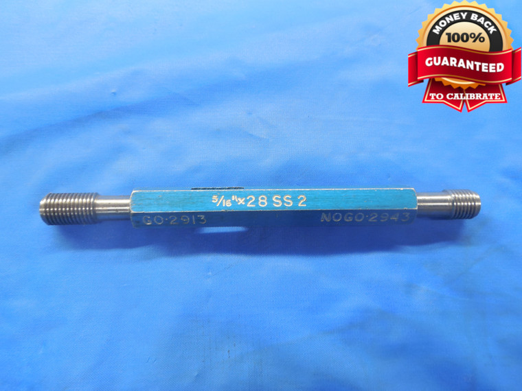 5/16 28 SS 2 THREAD PLUG GAGE .3125 GO NO GO P.D.'S = .2913 & .2943 INSPECTION - DW6047BU