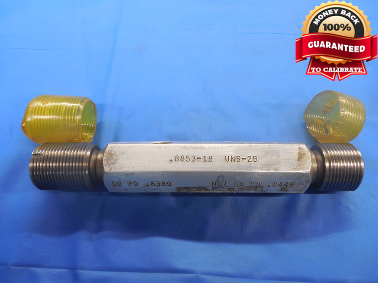 0.8853 18 UNS 2B THREAD PLUG GAGE .8853 GO NO GO P.D.'S = .8389 & .8449 NS-2B - DW6170RD