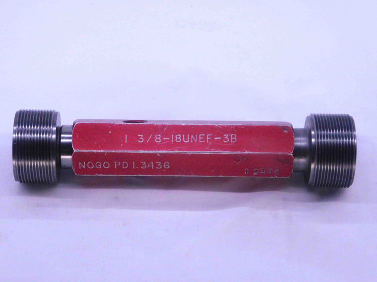 1 3/8 18 UNEF 3B THREAD PLUG GAGE 1.375 1.3750 GO NO GO P.D.'S = 1.3389 & 1.3436 - DW6169RD