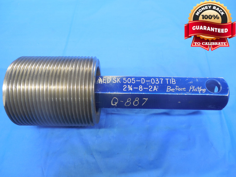 2 3/4 8 2A BEFORE PLATE SET THREAD PLUG GAGE 2.75 GO ONLY P.D. = 2.6636 CHECK - DW6231RD
