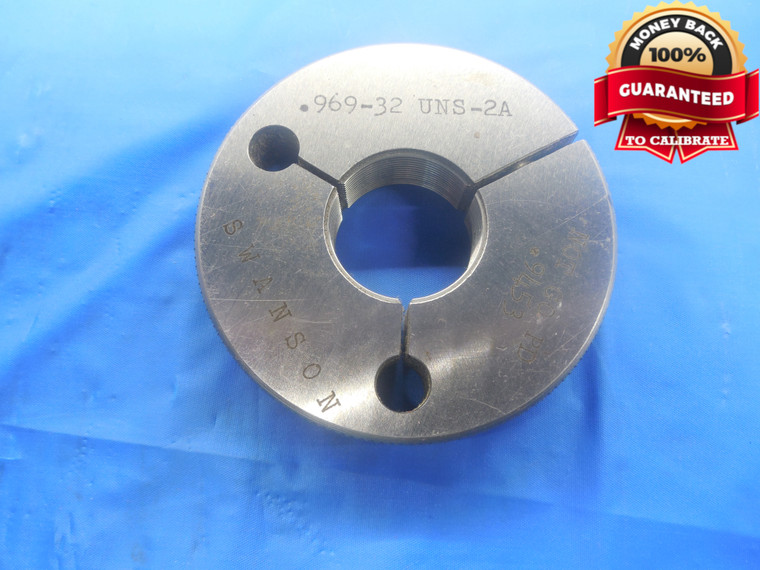 0.969 32 UNS 2A N05 LOCKNUT THREAD RING GAGE .969 NO GO ONLY P.D. = .9453 NS-2A - DW6316RD