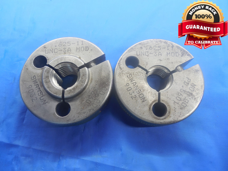 5/8 11 UNC 3A MODIFIED THREAD RING GAGES .625 GO NO GO P.D.'S = .5660 & .5601 - DW6353RD