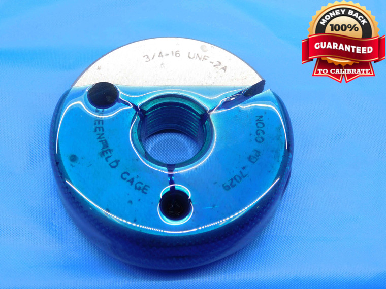 3/4 16 UNF 2A THREAD RING GAGE .75 .750 .7500 NO GO ONLY P.D. = .7029 CHECK - DW6362RD