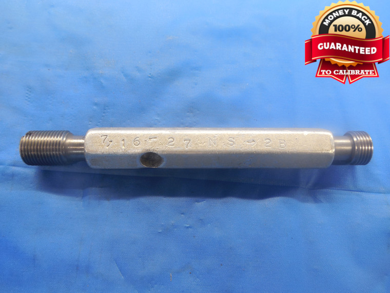 7/16 27 NS 2B PREPLATE THREAD PLUG GAGE .4375 GO NO GO P.D.'S = .4150 & .4189 - DW6383RD