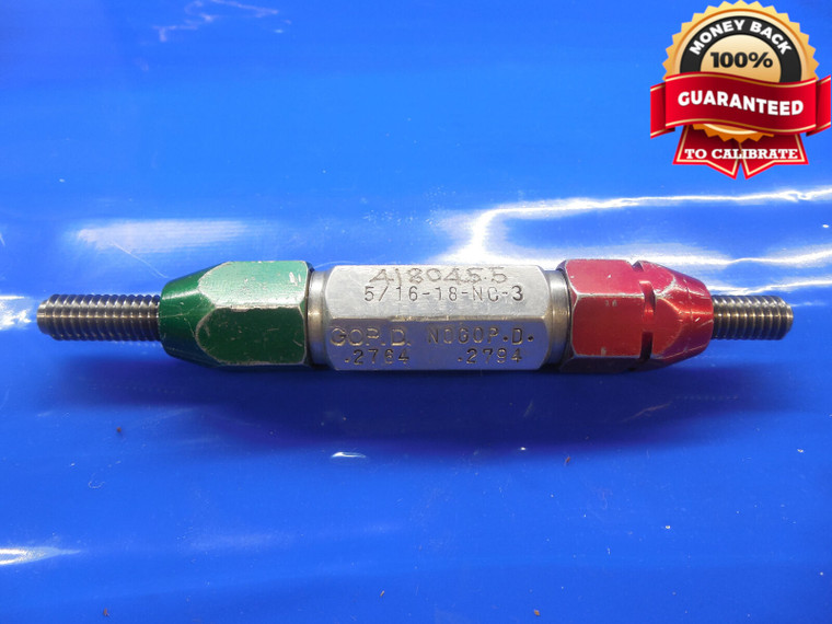 5/16 18 NC 3 THREAD PLUG GAGE GO NO GO .3125 P.D.'S ARE .2764 & .2794 TOOLMAKER - SD1968RL