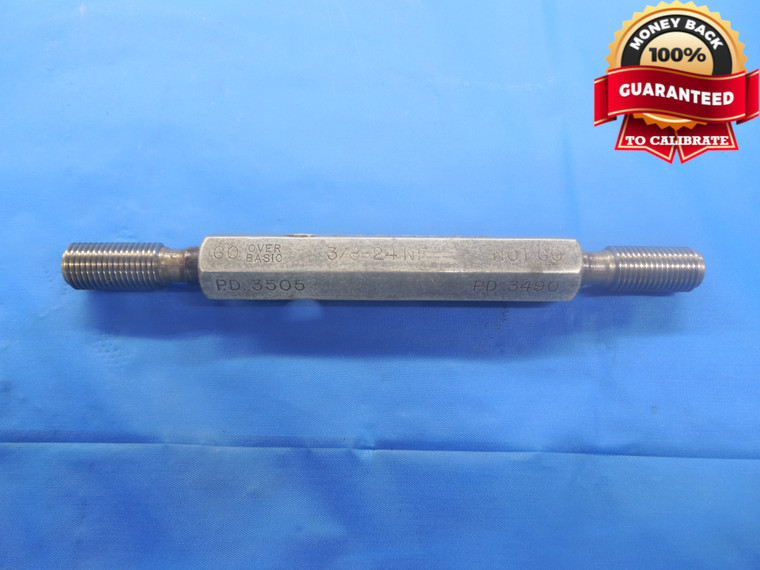 3/8 24 NF SET THREAD PLUG GAGE .375 GO NO GO P.D.'S = .3505 & .3490 UNF CHECK - DW6508BU