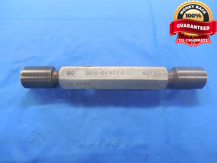 11/16 24 NEF 2 SET THREAD PLUG GAGE .6875 GO NO GO P.D.'S = .6604 & .6563 UNEF-2 - DW6522BU