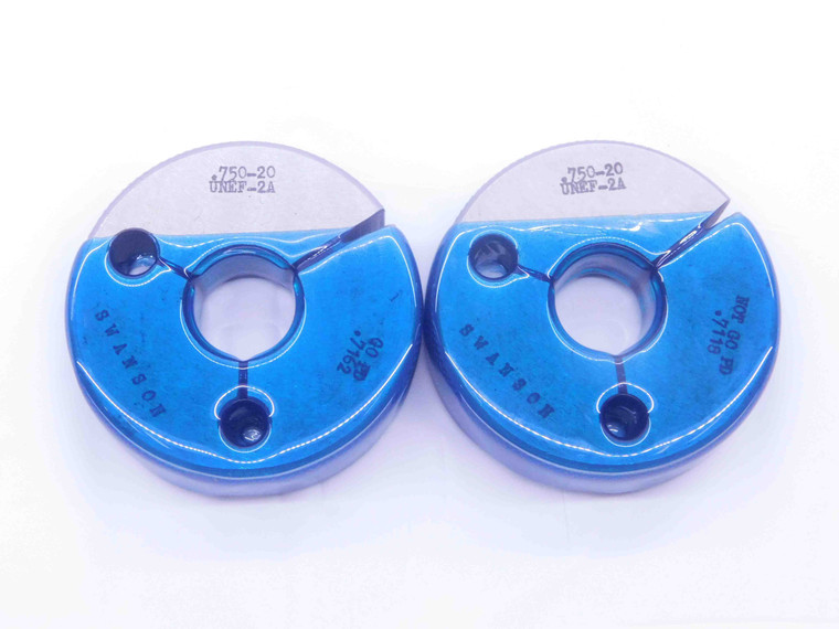 3/4 20 UNEF 2A THREAD RING GAGES .75 .750 .7500 GO NO GO P.D.'S = .7162 & .7118 - 34202AR1