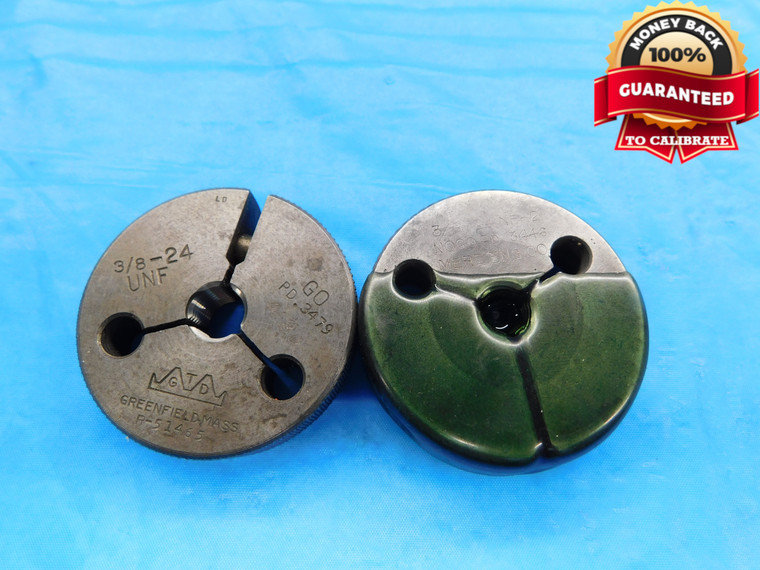 3/8 24 NF 2 THREAD RING GAGES .375 GO NO GO P.D.'S = .3479 & .3446 UNF-2 - 38242R1