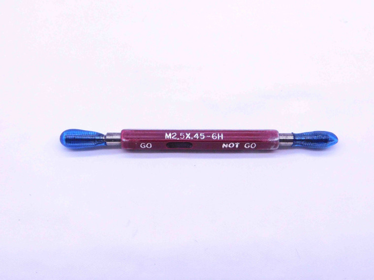 M2.5 X .45 6H METRIC THREAD PLUG GAGE 2.5 0.45 GO NO GO P.D.'S = 2.208 & 2.303 - DW6702BU