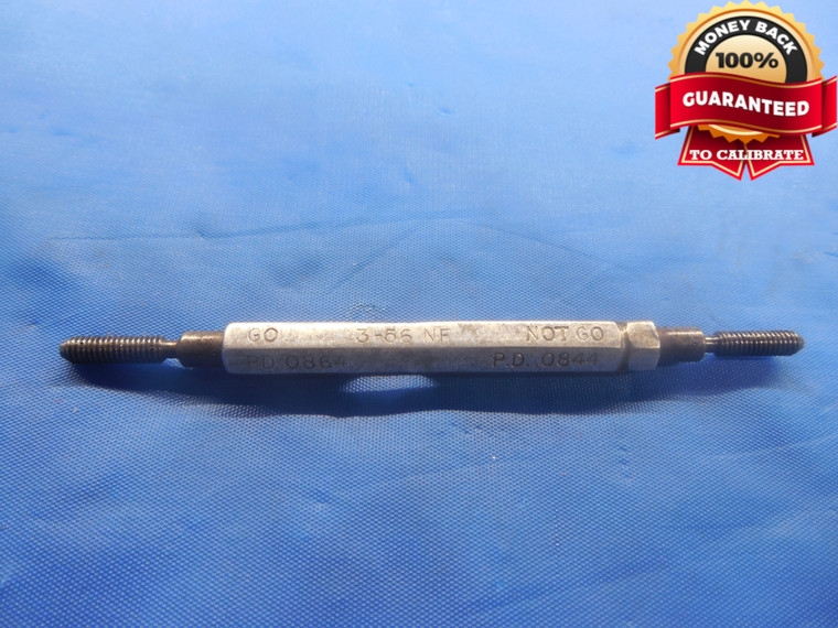 3 56 NF UNDERBASIC SET THREAD PLUG GAGE #3 .099 GO NO GO P.D.'S = .0864 & .0844 - DW6717BU