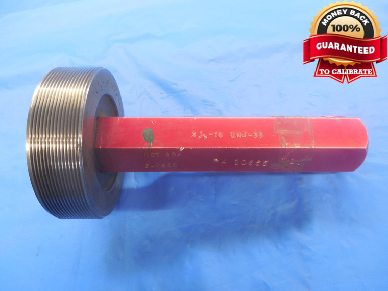 3 1/2 16 UNJ 3B THREAD PLUG GAGE 3.5 NO GO ONLY P.D. = 3.4650 INSPECTION CHECK - DW6739RD