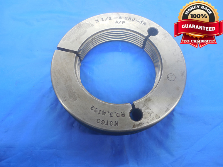 3 1/2 8 UNJ 3A THREAD RING GAGE 3.5 NO GO ONLY P.D. = 3.4122 INSPECTION CHECK - DW6753RD